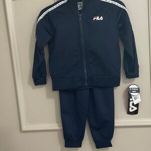Fila Navy and White Kids Track Jacket & Pants Set , NWT , 2t